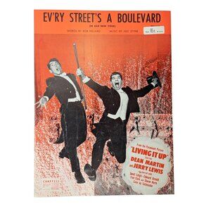 Vintage Dean Martin Jerry Lewis Sheet Music Evry Street's A Boulevard 1954 Styne